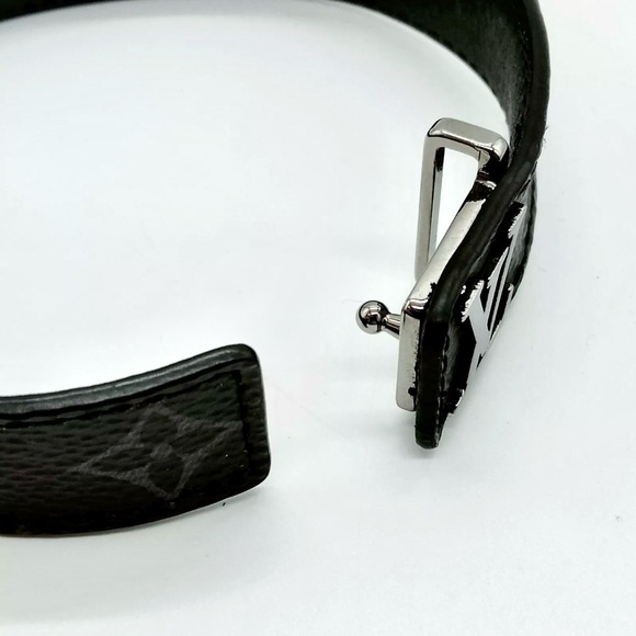 Louis Vuitton Eclipse Monogram Leather Bracelet with LV Dust Bag and Box - Picture 7 of 10